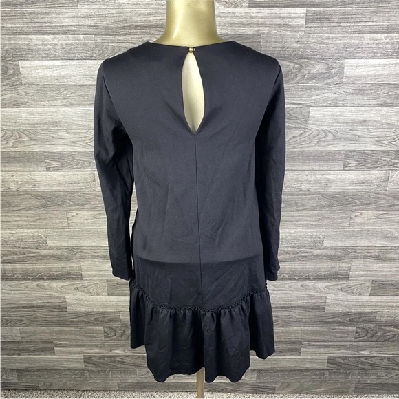 Banana Republic Size 0P Black drop waist classic ruffled hem mini cocktail dress - Picture 3 of 7